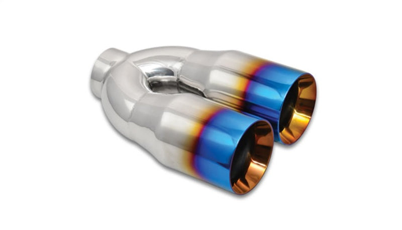 Dual 3.5" Round Stainless Steel Tips with Burnt Blue Finish
