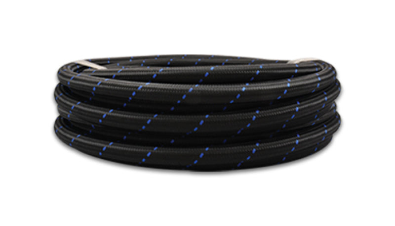 20ft Roll of Black Blue Nylon Braided Flex Hose; AN Size: -8; Hose ID: 0.44";