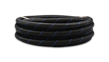 20ft Roll of Black Blue Nylon Braided Flex Hose; AN Size: -8; Hose ID: 0.44";