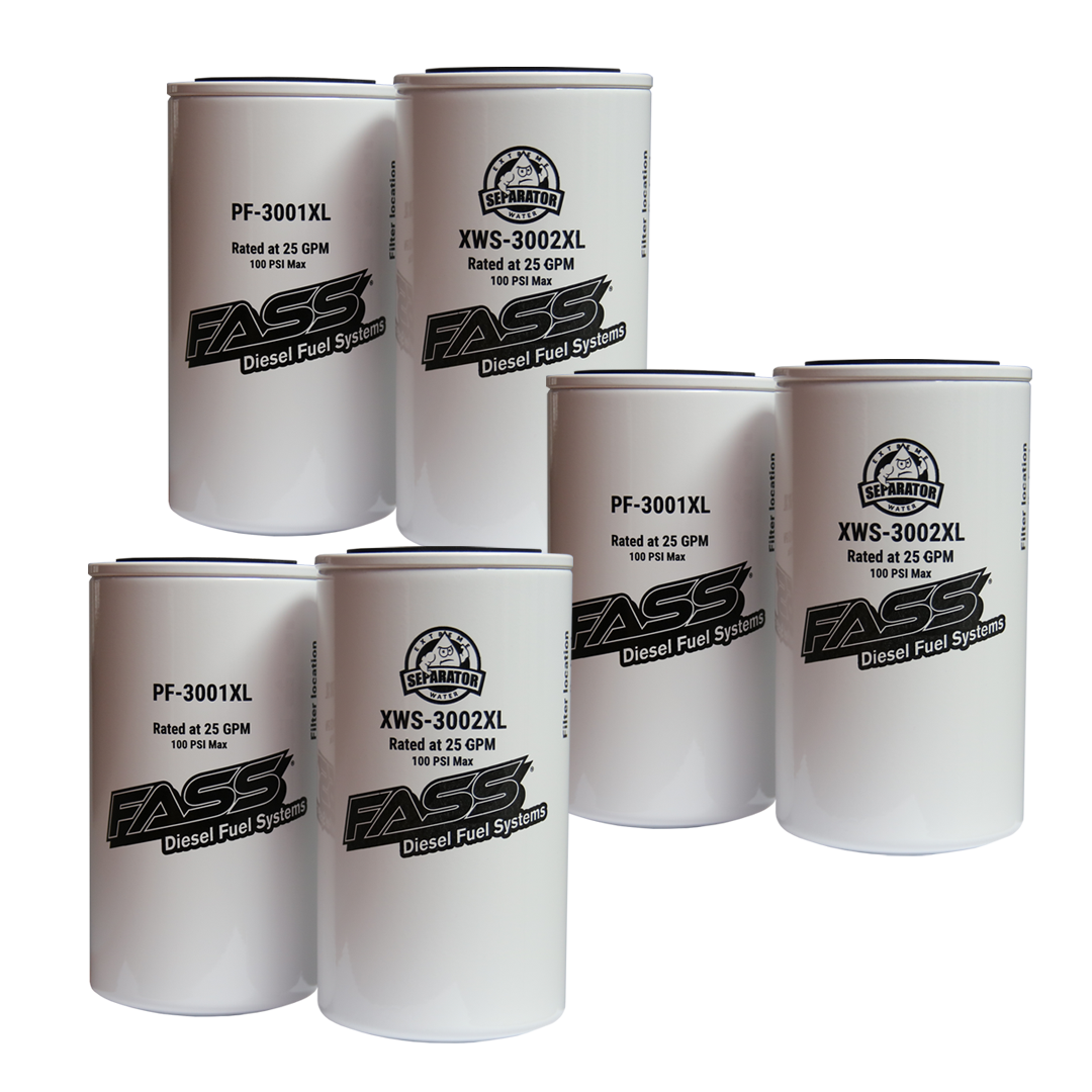 FASS Replacement Filter Pack 3 of XWS-3002 and 3 of PF-3001 XL FLEET FILTER PACK XL