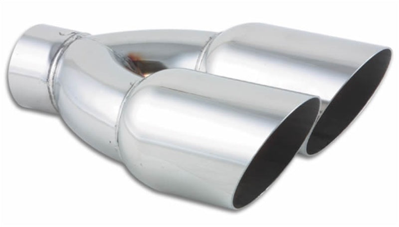 Dual 3.5" Round Stainless Steel Tips (Single Wall, Angle Cut)