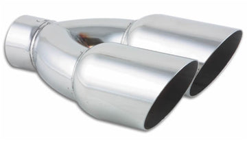 Dual 3.5" Round Stainless Steel Tips (Single Wall, Angle Cut)