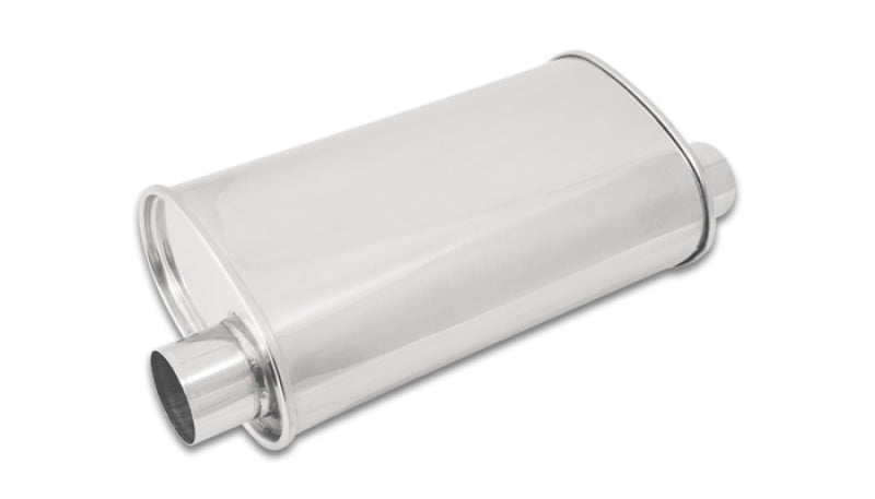 STREETPOWER Oval Muffler, 2.5" inlet/outlet (Offset-Offset Same Side)