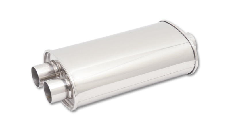 STREETPOWER Oval Muffler, 3" Inlet x 3" Dual Outlet (Center In - Dual Out)