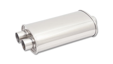 STREETPOWER Oval Muffler, 3" Inlet x 3" Dual Outlet (Center In - Dual Out)