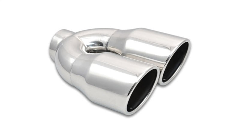 Dual 3.5" Round Stainless Steel Tips (Single Wall, Angle Cut)