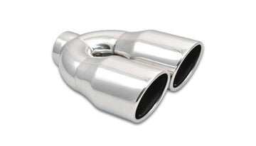 Dual 3.5" Round Stainless Steel Tips (Single Wall, Angle Cut)