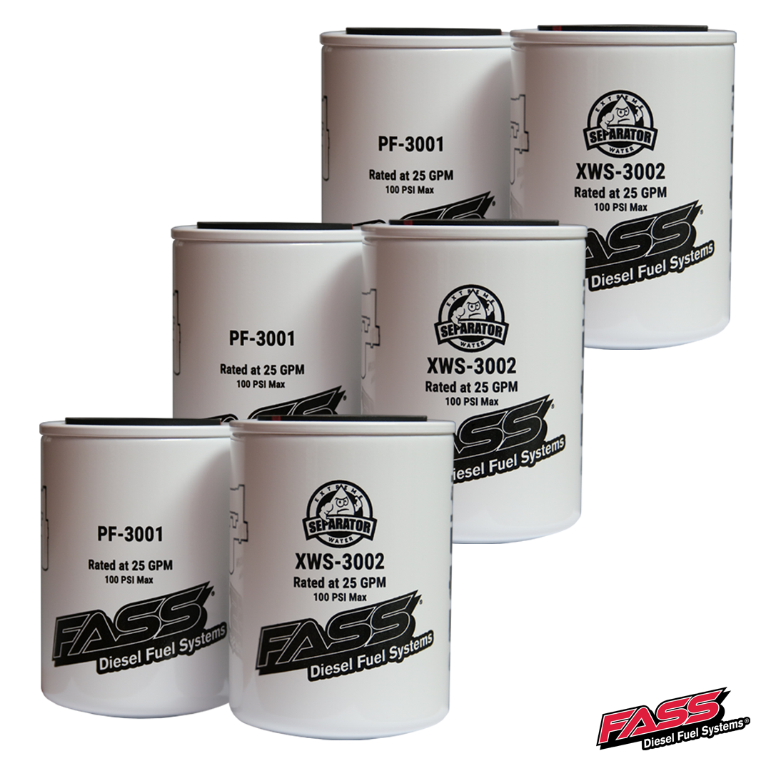 FASS Replacement Filter Pack 3 of XWS-3002 and 3 of PF-3001 FLEET FILTER PACK