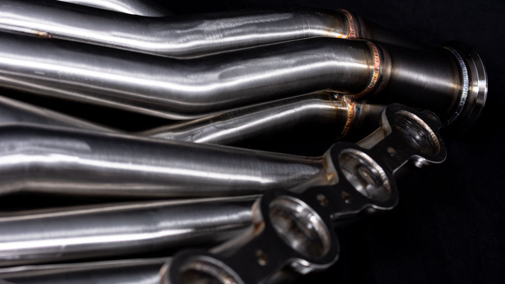 GM A-Body LS Swap Headers Stainless Steel Long Tube 1 7/8" Primaries with 3" Merge Collector and Complete V-band Clamp Assembly (Gaskets and Hardware Included)