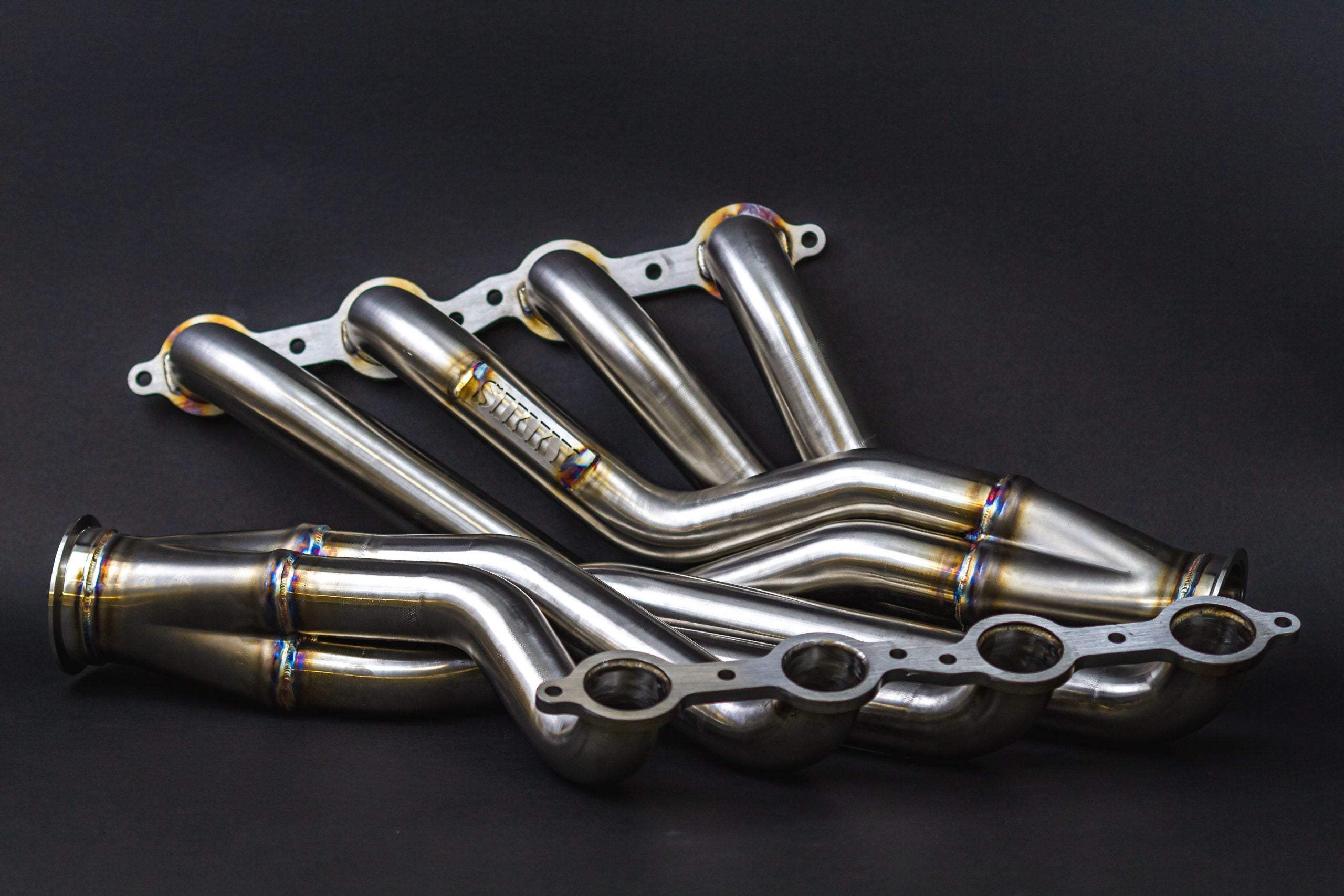 Z33/Z34/G35/G37  BMW E39 LS Swap Headers Stainless Steel Long Tube 1 7/8" Primaries with 3" Merge Collector and Complete V-band Clamp Assembly