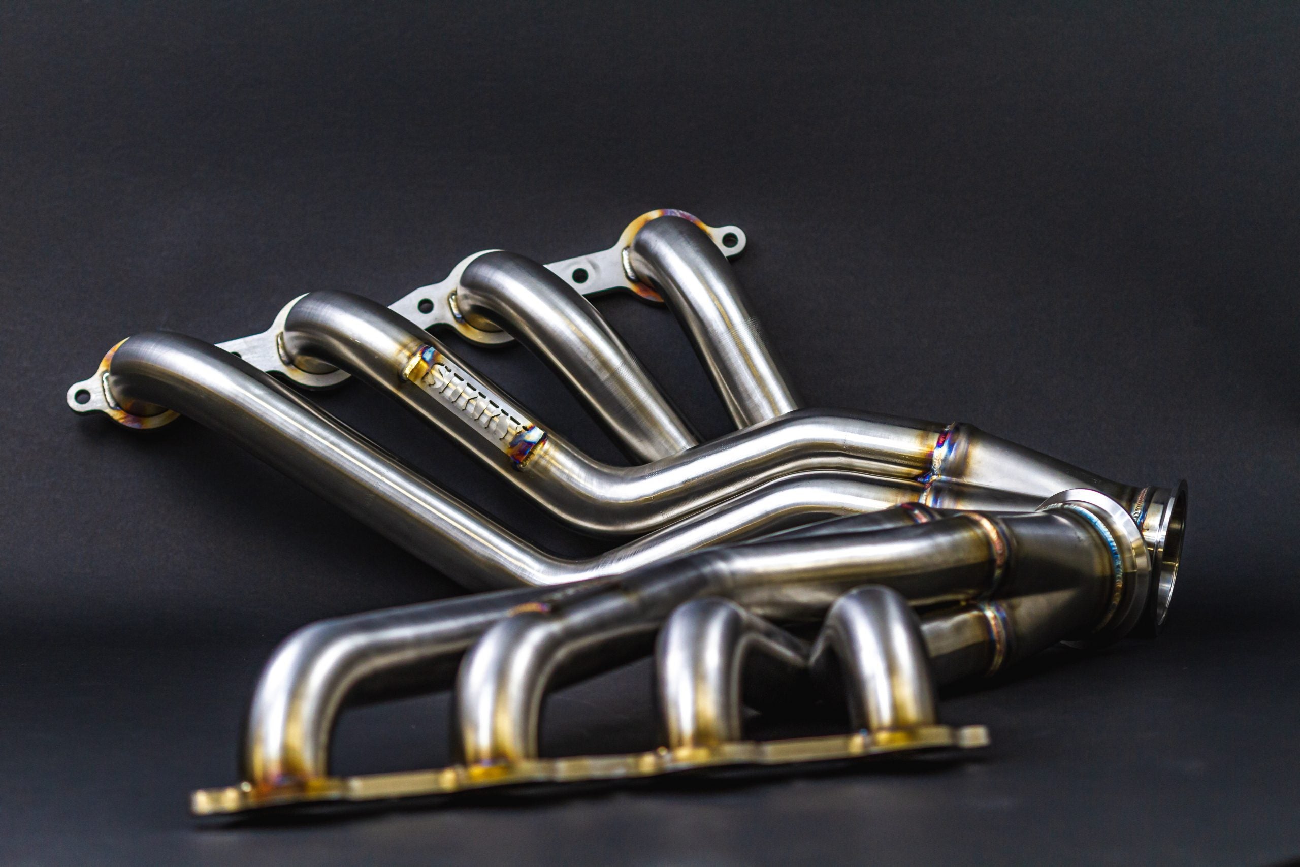 Z33/Z34/G35/G37  BMW E39 LS Swap Headers Stainless Steel Long Tube 1 7/8" Primaries with 3" Merge Collector and Complete V-band Clamp Assembly