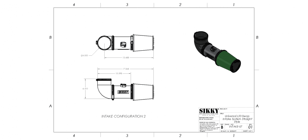 Universal LS3 Swap Intake System - Straight style with Card Style MAF flange