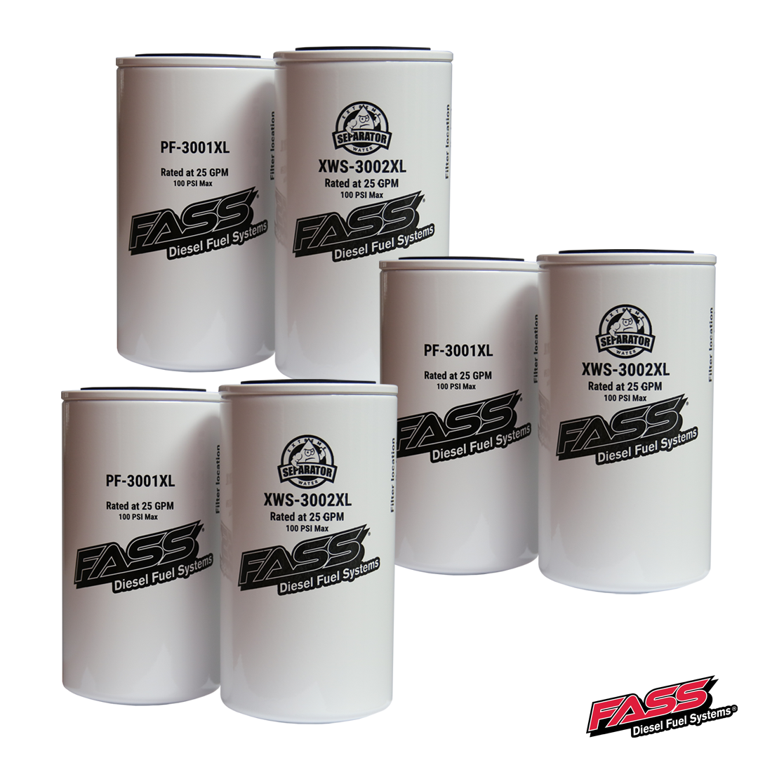 FASS Replacement Filter Pack 3 of XWS-3002 and 3 of PF-3001 XL FLEET FILTER PACK XL