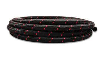 20ft Roll of Black Red Nylon Braid Flex Hose; AN Size: -12; Hose ID: 0.68"