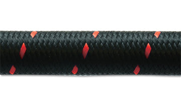 2ft Roll of Black Red Nylon Braided Flex Hose; AN Size: -8; Hose ID: 0.44";